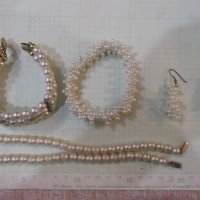 Комплект от изкуственни перли /гердан, гривни-2 бр. и обеци/, снимка 2 - Бижутерийни комплекти - 40725998