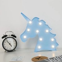 Детска нощна лампа син еднорог LED unicorn, снимка 1 - Детски нощни лампи - 43702636