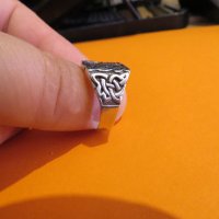 Старинен Мъжки сребърен пръстен  орнаменти викингски възел  - символът на вечноста., снимка 4 - Пръстени - 37536681