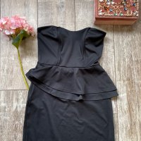 Мини черна тип бюстие  елегантна коктейлна парти рокля пеплум , снимка 12 - Рокли - 37274592