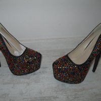 Нови обувки с шарени камъчета, снимка 6 - Дамски обувки на ток - 28393620