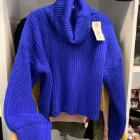 Дамски къс пуловер с яка 5 цвята, снимка 8 - Блузи с дълъг ръкав и пуловери - 43156137