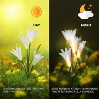 Соларна лампа цвете Лилия Solar Light Flower, снимка 7 - Соларни лампи - 32843102