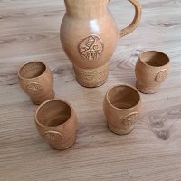 керамична кана с 4 чашки, снимка 1 - Чаши - 43743076