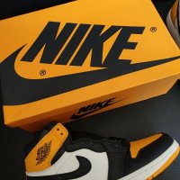 Nike Air Jordan 1 High Yellow Toe Taxi Жълти Кецове Обувки Нови Оригинални Размер 43 Номер Найк, снимка 9 - Кецове - 38038321