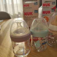 Лот стъклени бебешки шишета Nuk, снимка 3 - Прибори, съдове, шишета и биберони - 43602982
