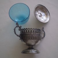 Стара захарница бонбониера  ВМФ Уникат с оригиналното стъкло  wmf, снимка 14 - Антикварни и старинни предмети - 37460864