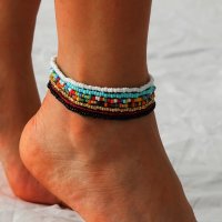 Гривна за крак с цветни мъниста, снимка 1 - Гривни - 32438951