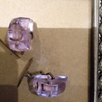 Красиви копчета за ръкавели от сребро проба 875 и фасетиран лилав кристал. , снимка 2 - Други - 43144193