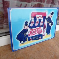 Метална табела Pepsi Cola Пепси кола полицаи бутилки хладилник, снимка 2 - Рекламни табели - 43766463