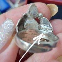 Винтидж / Античен ръчно изработен сребърен пръстен проба H925s "Noway" камък Лапис лазули, снимка 2 - Пръстени - 32484159