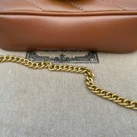 Gucci Кафява коженa Marmont Супер мини чанта Гучи GG лого Made in Italy, снимка 10 - Чанти - 43492214