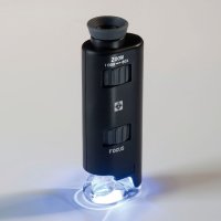 мини джобен микроскоп LEUCHTTURM -60X 100X с LED подсветка , снимка 1 - Нумизматика и бонистика - 39149042