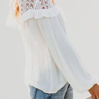 Дамска блуза в бяло с дълъг ръкав и къдрички, снимка 4 - Блузи с дълъг ръкав и пуловери - 40698134