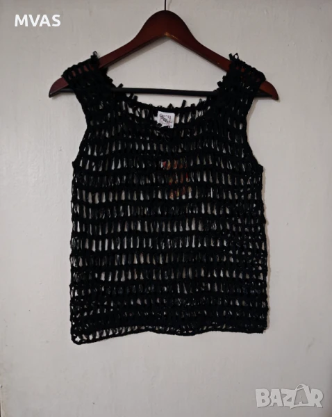 Нов дамски черен мрежест потник S M размер, снимка 1