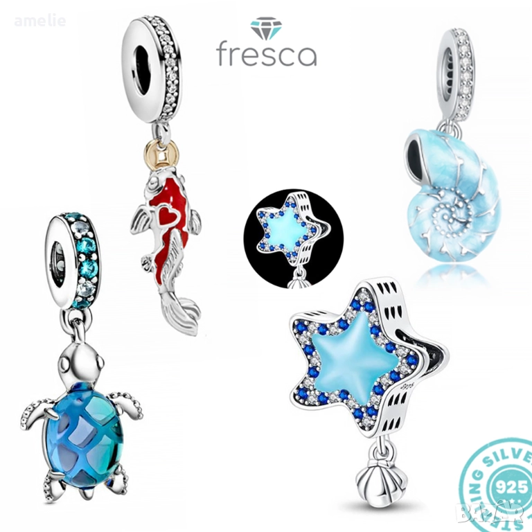 Колекция талисмани Marine Life Fresca по модел тип Pandora Пандора с печат S925, снимка 1