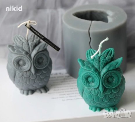 3D Бухал Сова в цилиндър силиконов молд калъп за фондан глина гипс сапун шоколад украса декор свещ, снимка 1