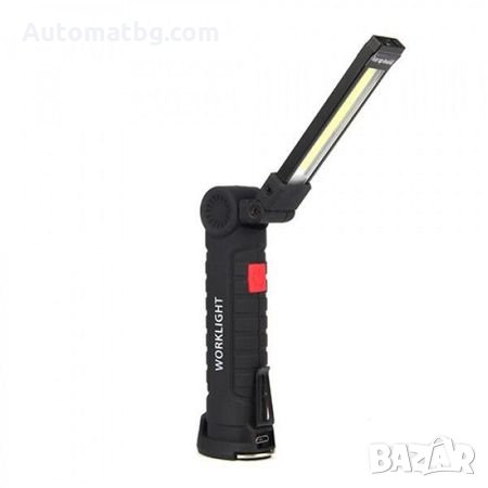 Работна лампа с фенер с чупещо рамо  LED Диодна COB W-52, Акумулаторна, USB-14,5см, снимка 1