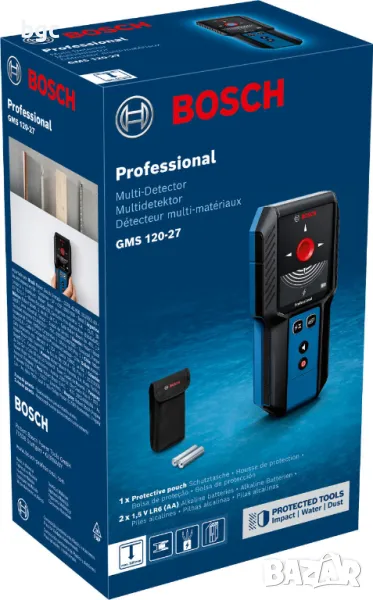  Детектор за кабели, метал и дърво Bosch GMS 120-27, 1.5 V LR6, 120 мм Гаранция, снимка 1