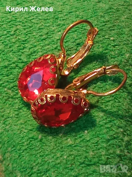 ПРЕКРАСНИ КЛАСИЧЕСКИ РЕТРО Стил ПОЗЛАТЕНИ СКЪПОЦЕННИ ОБЕЦИ от БЛАГОРОДНА СТОМАНА с ГРАНАТ 46830, снимка 1