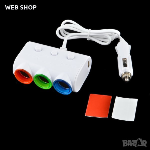 Разклонител на запалка Olesson 1523, 3 гнезда, 2 USB, снимка 1