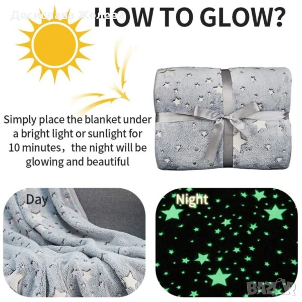 Детско одеяло, светещо в тъмното- 120 х150 см., полиестерен микрофибър. , снимка 1