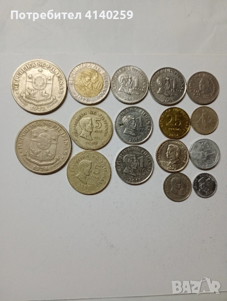 Филипините монети лот 1 писо 1972 г 1974 г , снимка 1