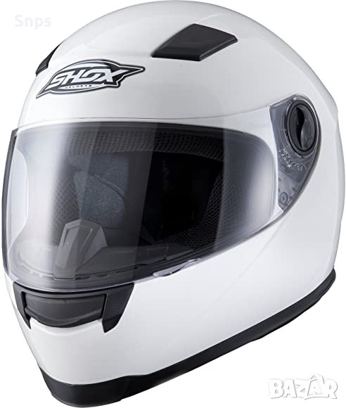 Каска за мотор Shox Sniper Solid, средна,  бяла, М (57-58см), снимка 1