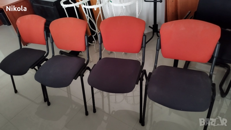Стол - посетителски офис столове текстилна дамаска  4бр., снимка 1