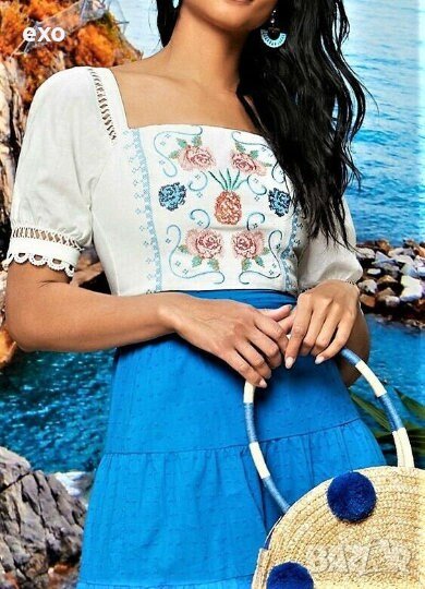 Нежен топ бродерия, Блуза бродерия, Секси блузка бродерия, Флорална блуза, Блуза на цветя, снимка 1