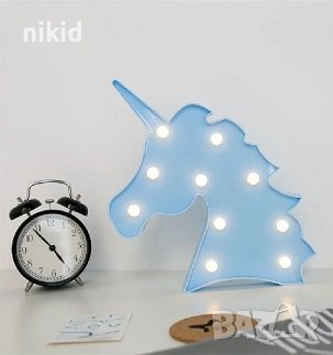 Детска нощна лампа син еднорог LED unicorn, снимка 1