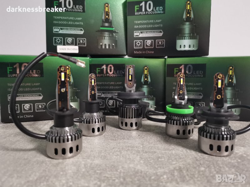 F10 LED super focusing крушки за основни фарове, H1 Н3 Н4 Н7 Н11 НВ3 НВ4, 6000 lm, снимка 1
