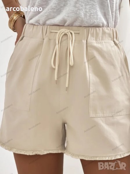 Дамски ежедневни къси панталони с джобове и връзки, 2цвята - 023, снимка 1