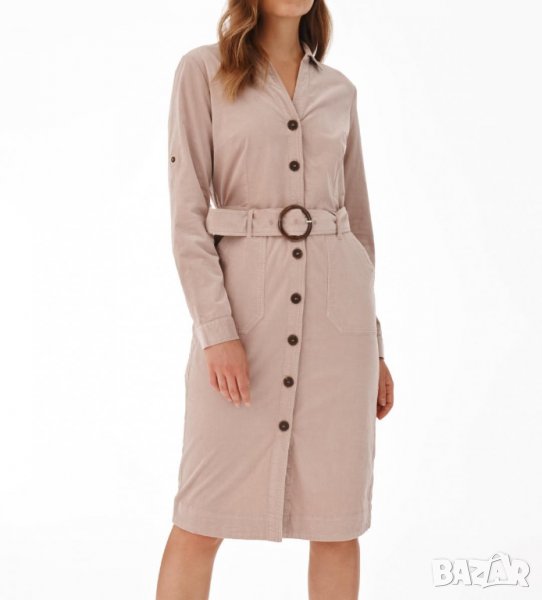 Светлобежова рокля от рипсено кадифе марка Tatuum - L, снимка 1