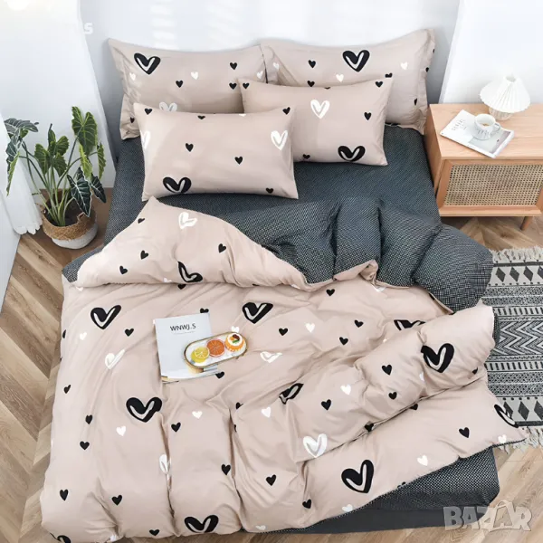 Двулицево спално бельо с ластик (размер за приста), 4 части - Модел WS17011, снимка 1