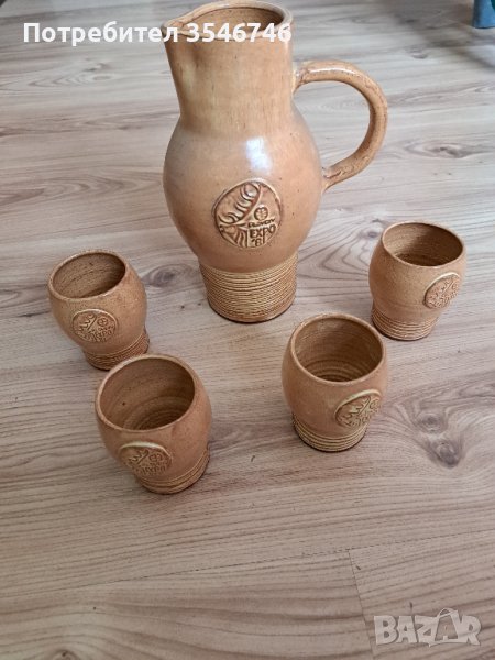 керамична кана с 4 чашки, снимка 1