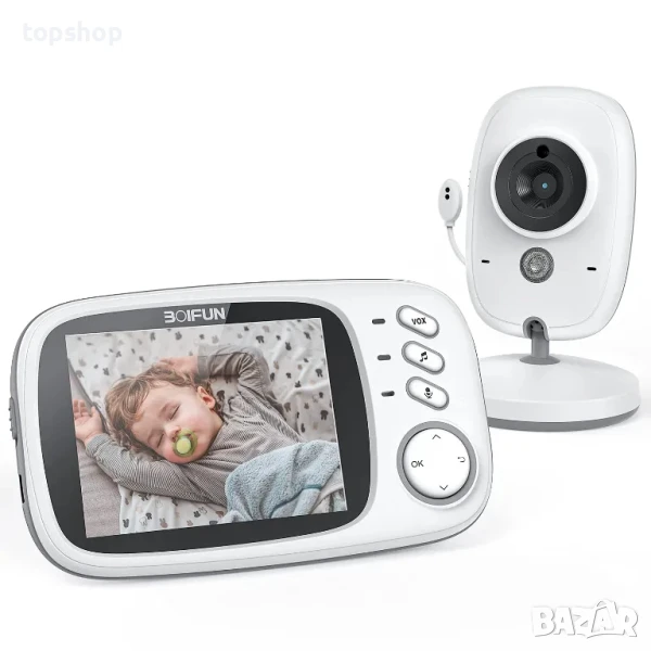 BOIFUN VB603 безжичен бебефон 3,2" HD екран, VOX режим, нощно виждане, двупосочен разговор, песни..., снимка 1
