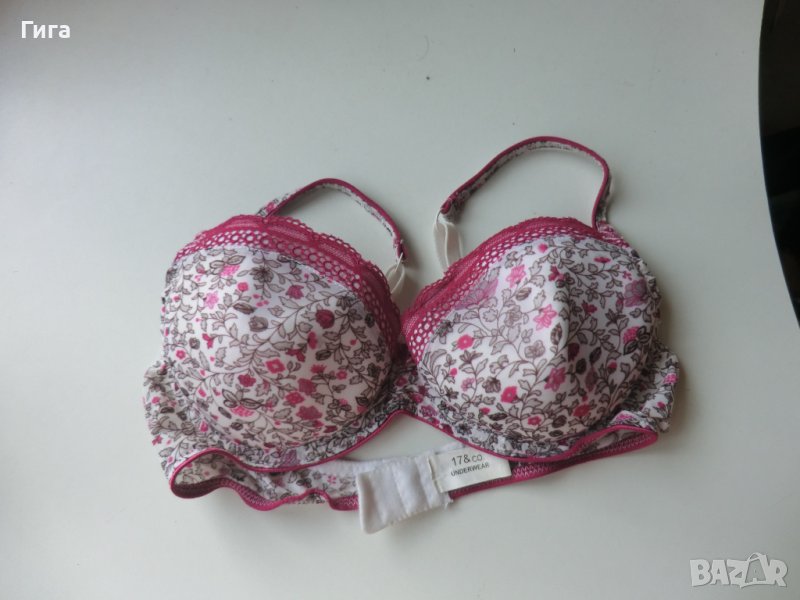 цветен сутиен с цикламова декорация 75В/С, снимка 1
