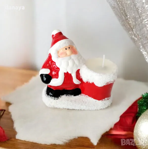 5335 Керамична коледна свещ с Дядо Коледа, снимка 1
