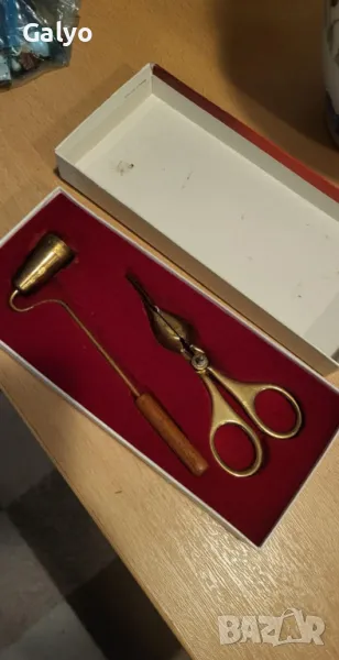 Винтидж прибори за свещи "GRASOLI" от месинг, снимка 1