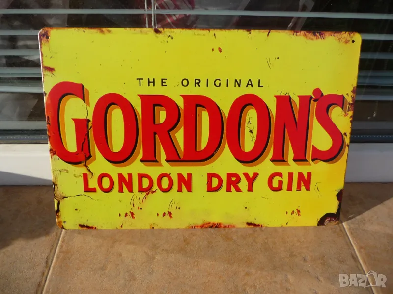Метална табела Gordon's London dry gin джин тоник бар рок клуб реклама, снимка 1