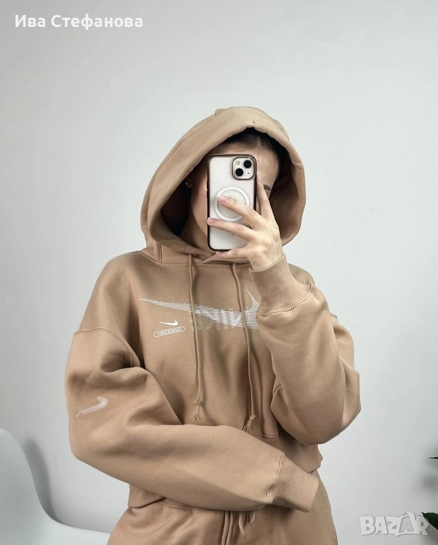 Уникално 100 % оригинален марково бежово худи суичър качулка Nike nike Найк , снимка 1