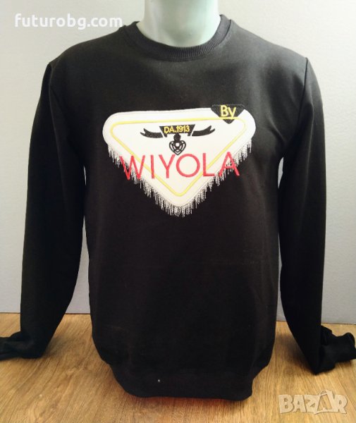 Черна мъжка блуза с шита щампа, снимка 1