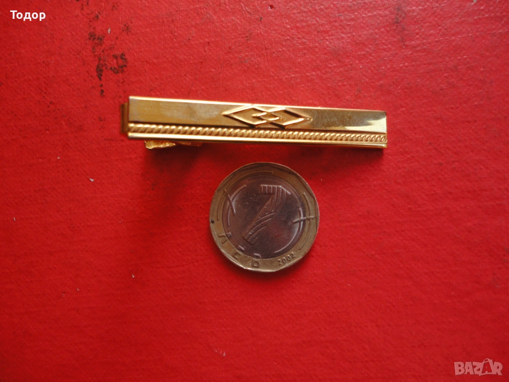 Луксозна позлатена игла щипка за вратовръзка 3, снимка 1
