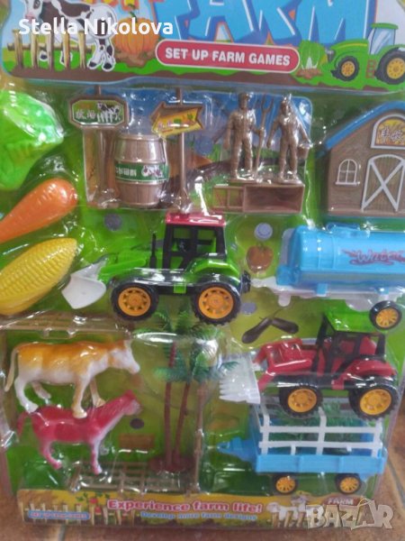 Детски комплект Ферма с трактори,животни и зеленчуци-пластмасова, снимка 1