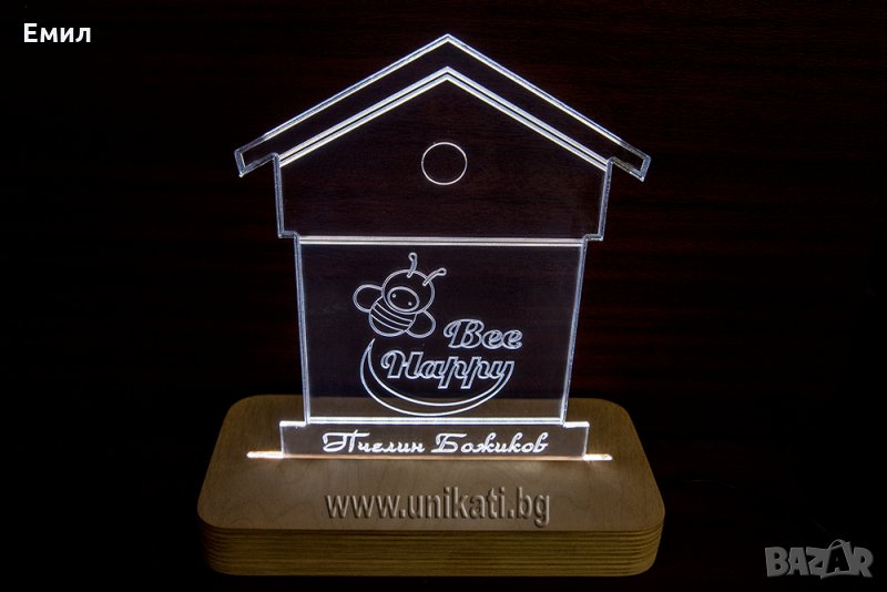 Настолна лампа пчелен кошер - подарък за пчелар, снимка 1