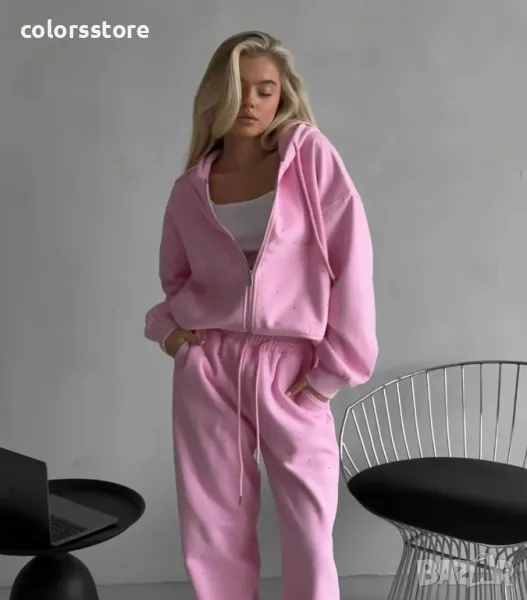 Дамски комплект с камъчета Shiny pink, снимка 1