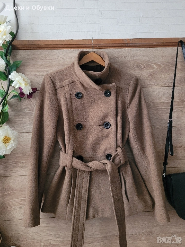 Палто в кафяв цвят ZARA вълна, снимка 1