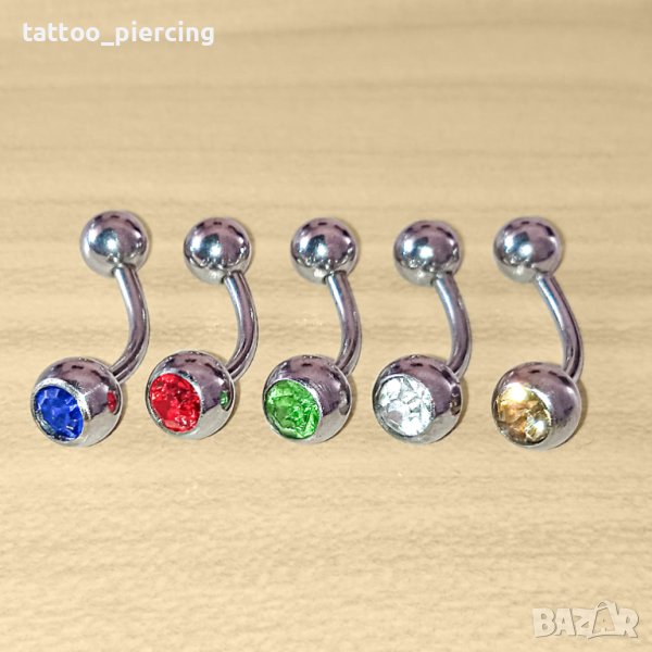 Пиърсинг обеци за пъп с камъчета, снимка 1