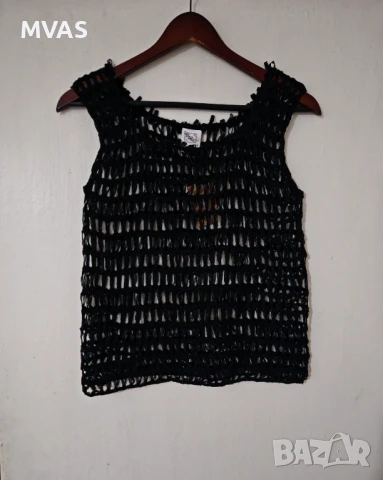 Нов дамски черен мрежест потник S M размер, снимка 1